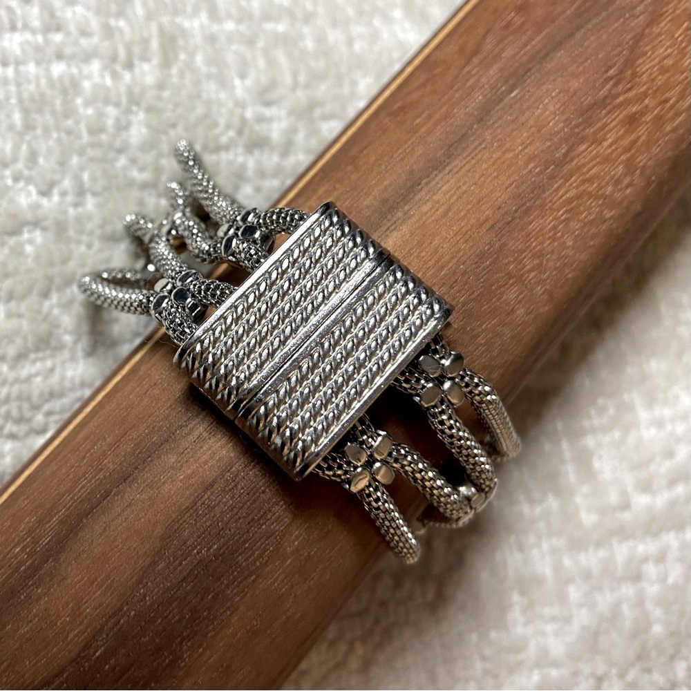 4-Strand Silver Tone Rope Bracelet - Picture 8 of 8